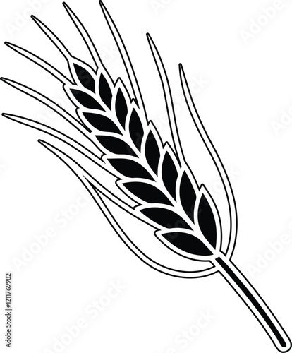 Wheat silhouette vector art, Wheat line art vector illustration, Wheat vector icon design