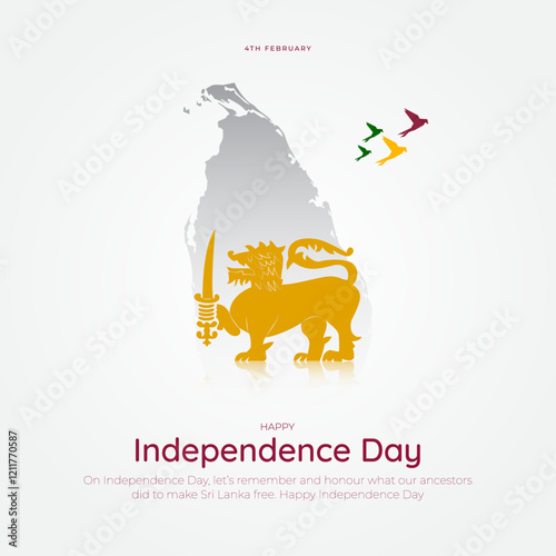Sri Lanka Independence Day Banner and Greeting Card. Happy Independence Day of Sri Lanka with Text for Poster, Website, and Card Vector Illustration