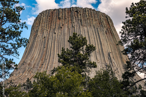 Wide Angle of Devils Tower Rising, Devils Tower National Monument, Wyoming photo