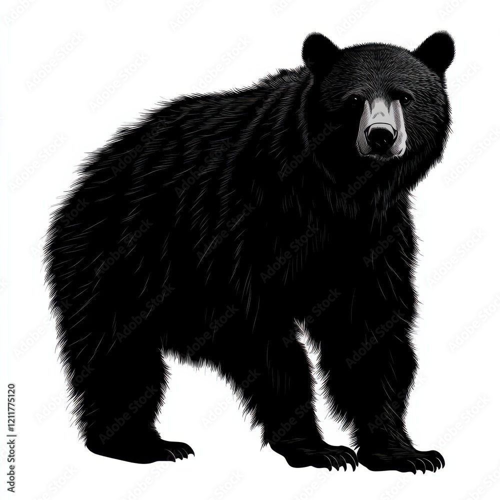 Fototapeta premium Majestic black bear illustration.