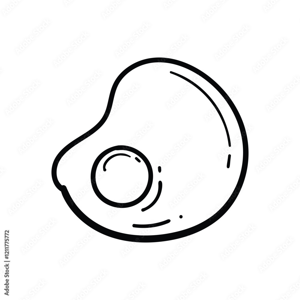 Line Drawing of a Fried Egg, Black and White Illustration Line Drawing of a Fried Egg, Black and White Illustration