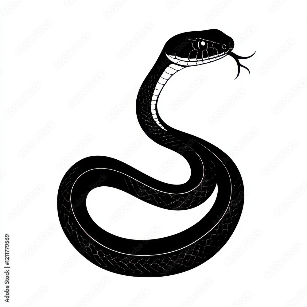 Fototapeta premium Silhouette of a snake, elegant and dark.