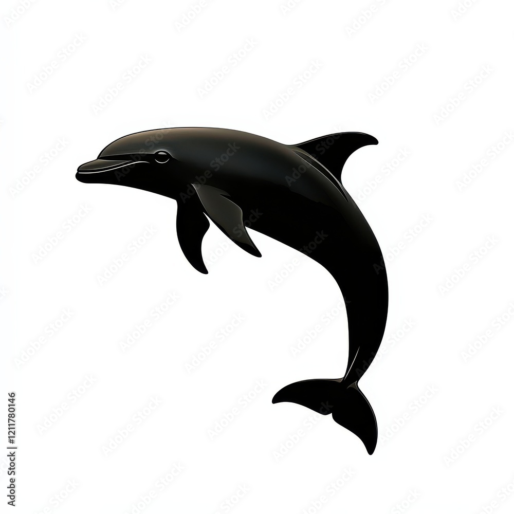 Fototapeta premium Sleek Black Dolphin Leaps