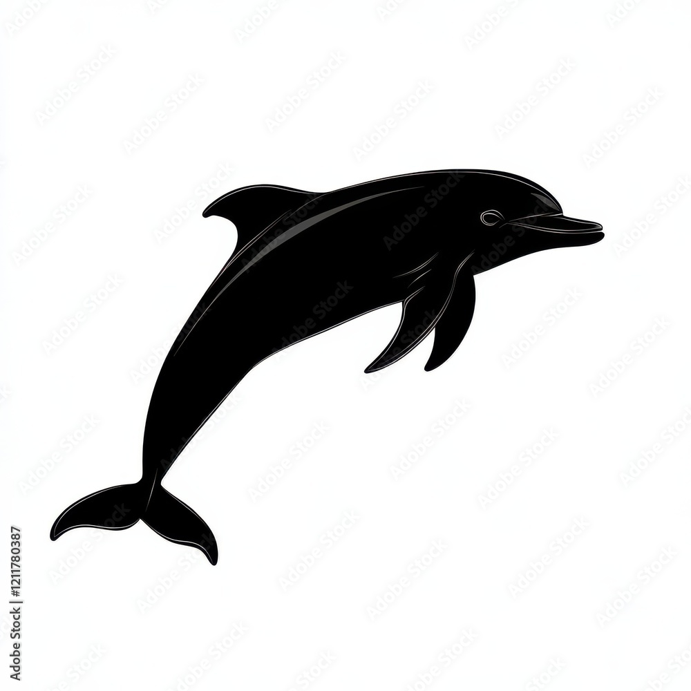 Fototapeta premium Silhouette of a dolphin leaping.