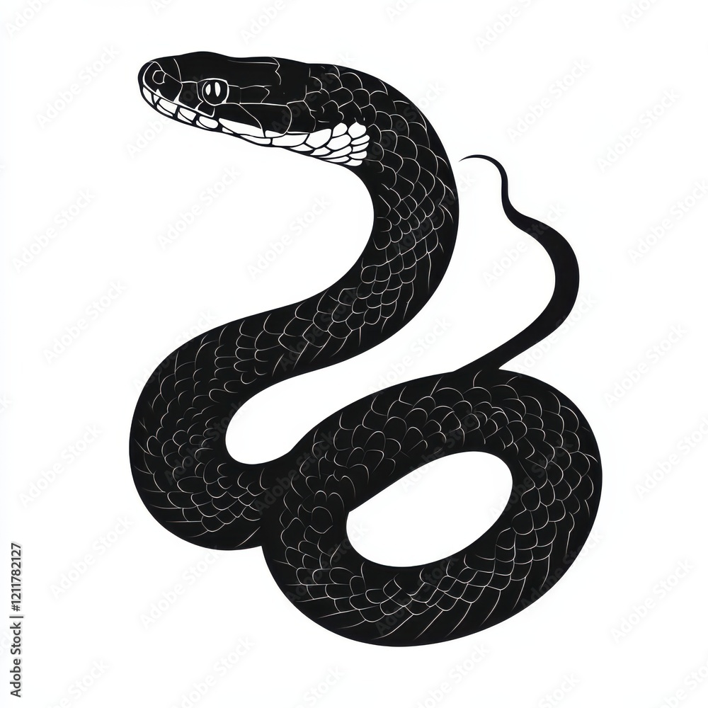 Fototapeta premium Elegant Black Snake Illustration