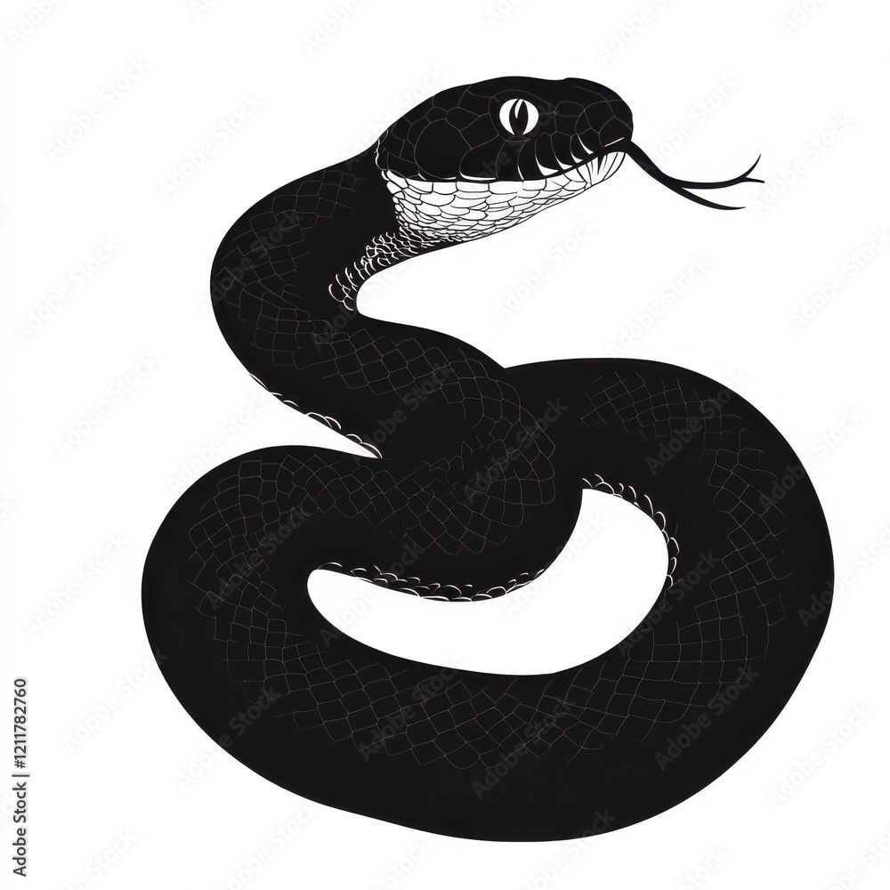 Fototapeta premium Stylized black snake illustration