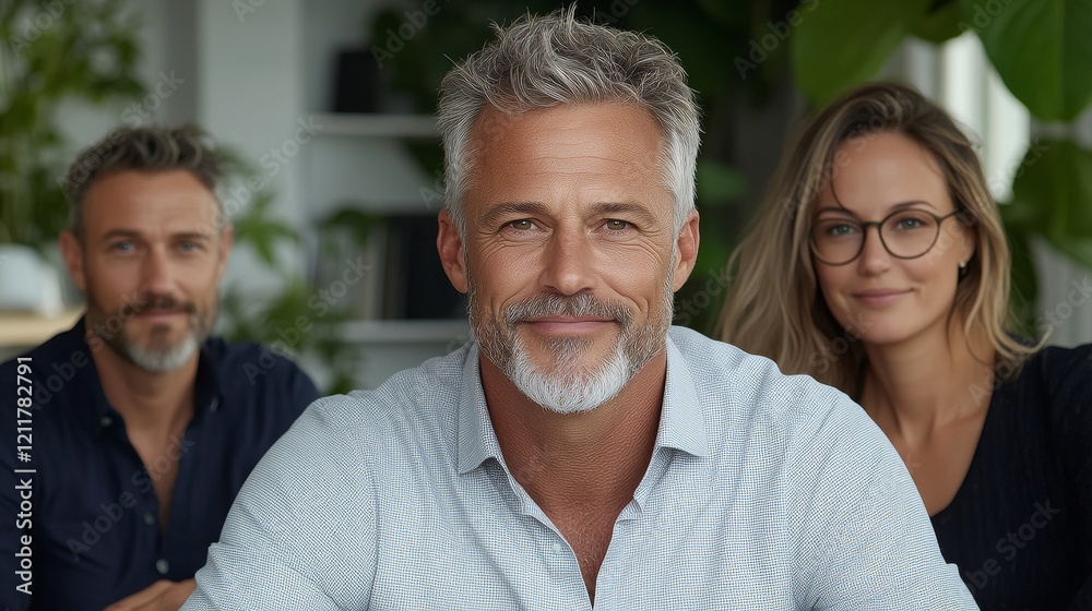 Fototapeta premium The Modern Professional: Exploring Business Technology Through the Lens of a Bearded Man's Perspective in Today's Corporate World