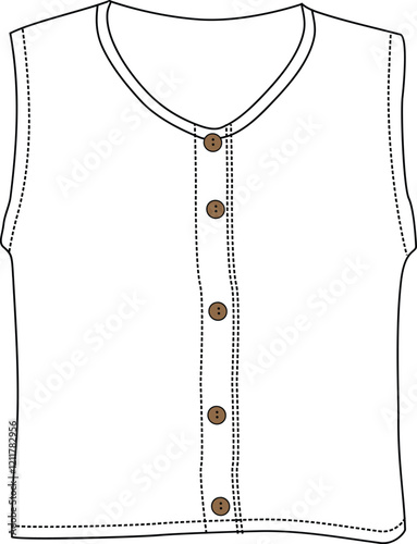 ladies  sleeveless  top outline vector art