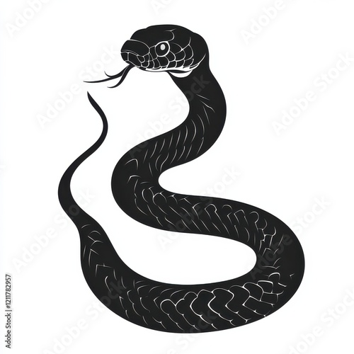 Silhouette of a snake, coiled and poised.