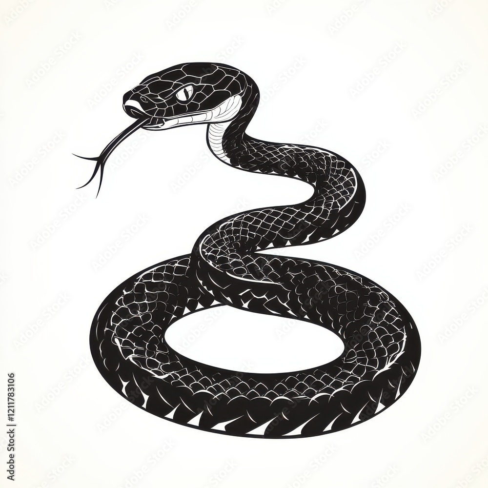 Obraz premium Black and white illustration of a snake
