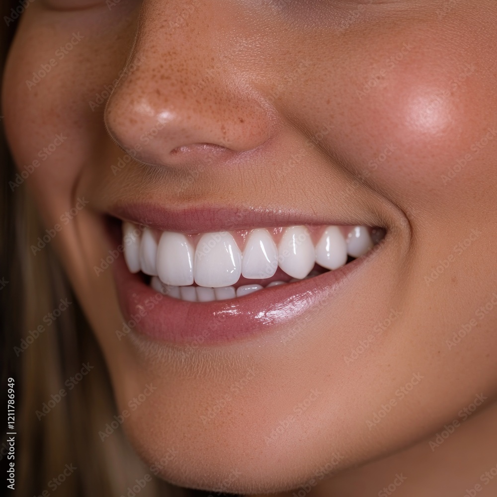 Obraz premium Close-up woman's smile, studio, beauty, skincare