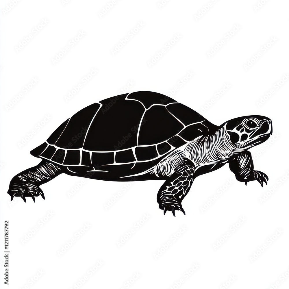 Fototapeta premium Black and white illustration of a turtle
