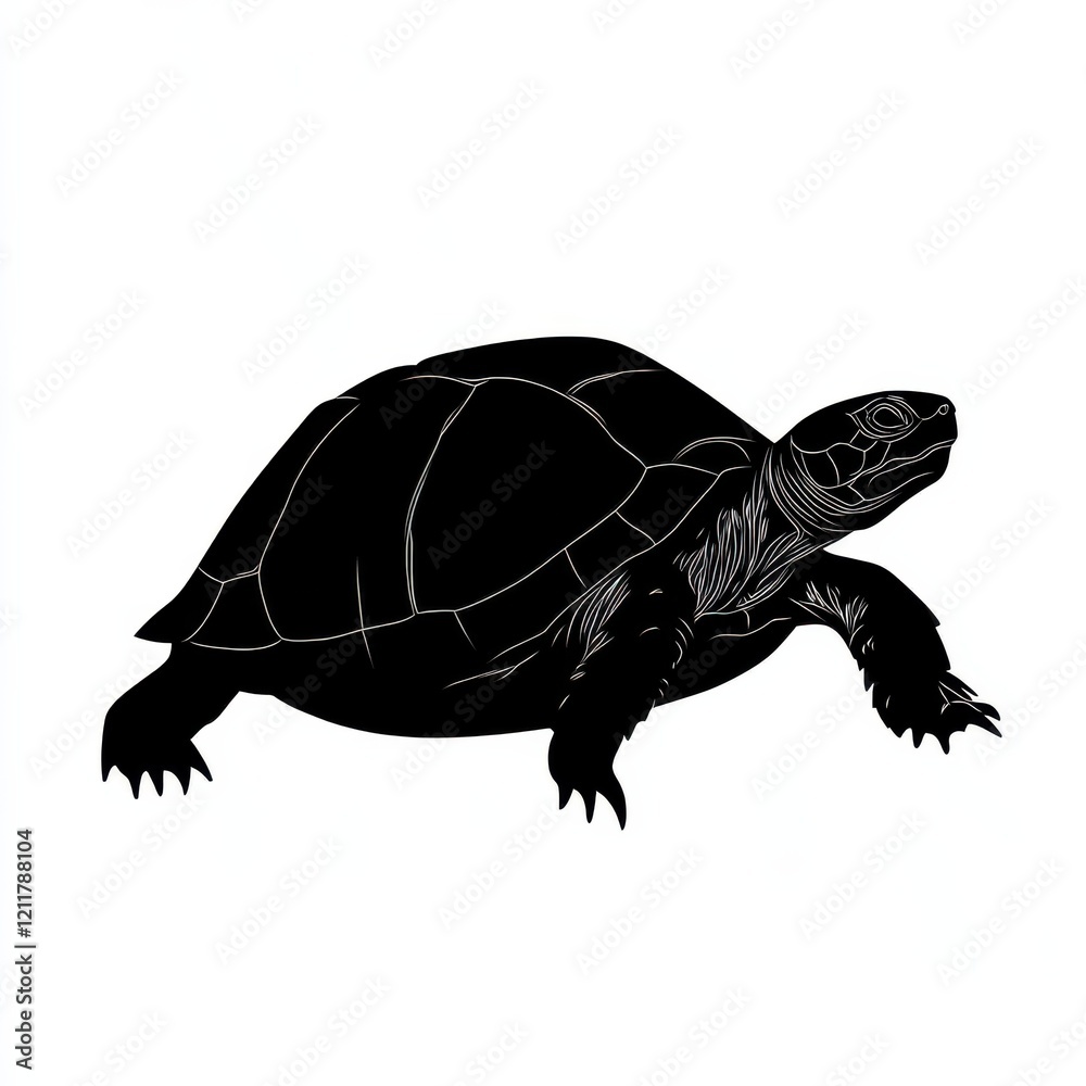 Fototapeta premium Silhouette of a turtle, black and white