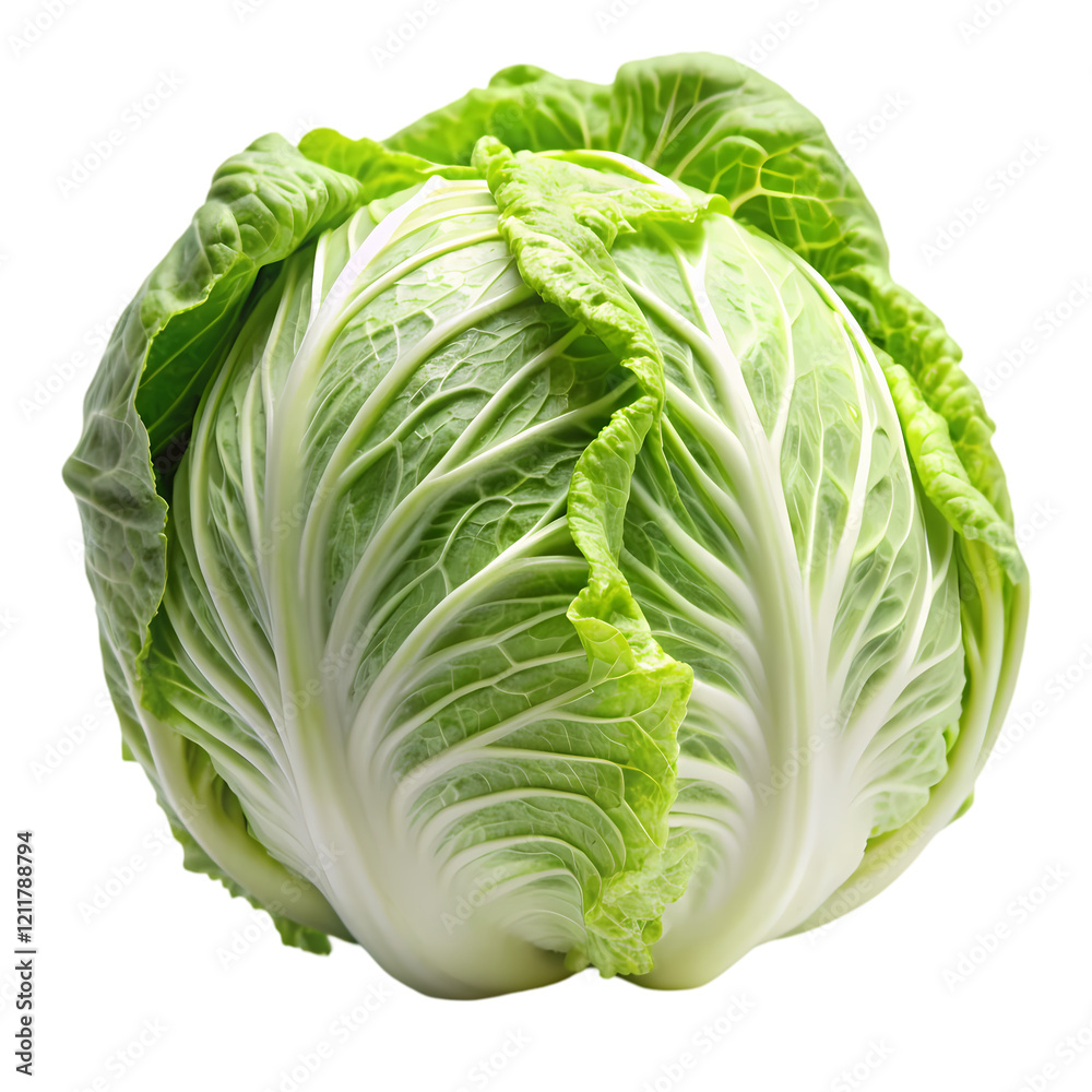 Fototapeta premium Fresh Green Napa Cabbage Vegetable Healthy Food Isolated Raw Leaf Diet Shot Farm Salad Crisp White 