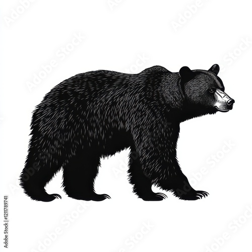 Majestic black bear illustration