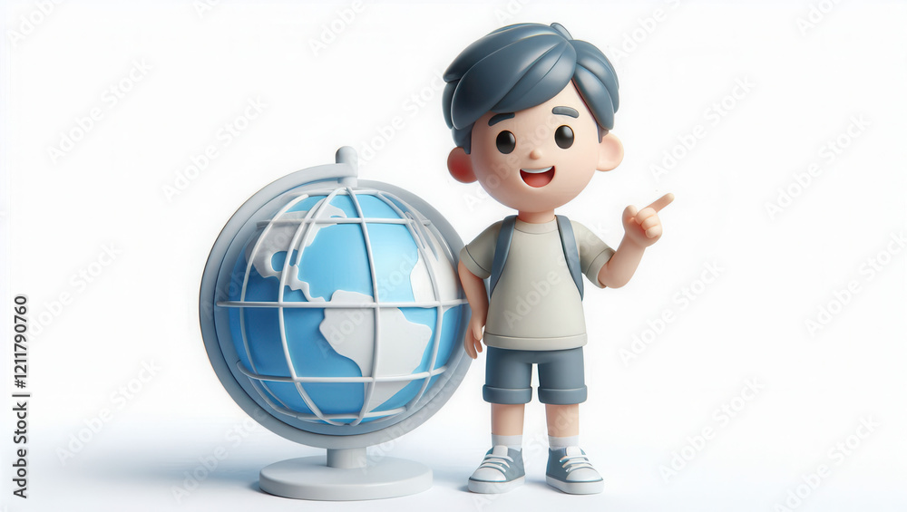 Child exploring the world classroom 3d animation educational environment playful concept Child exploring the world classroom 3d animation educational environment playful concept