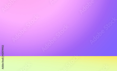 Abstract purple wall and yellow green floor neon colour with light shadow over lay effect. Colourful background. Modern room studio for product presentation display cosmetic fashion beauty showroom. 