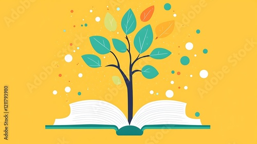 Obraz na płótnie A tree grows from an open book symbolizing knowledge and growth w salonie