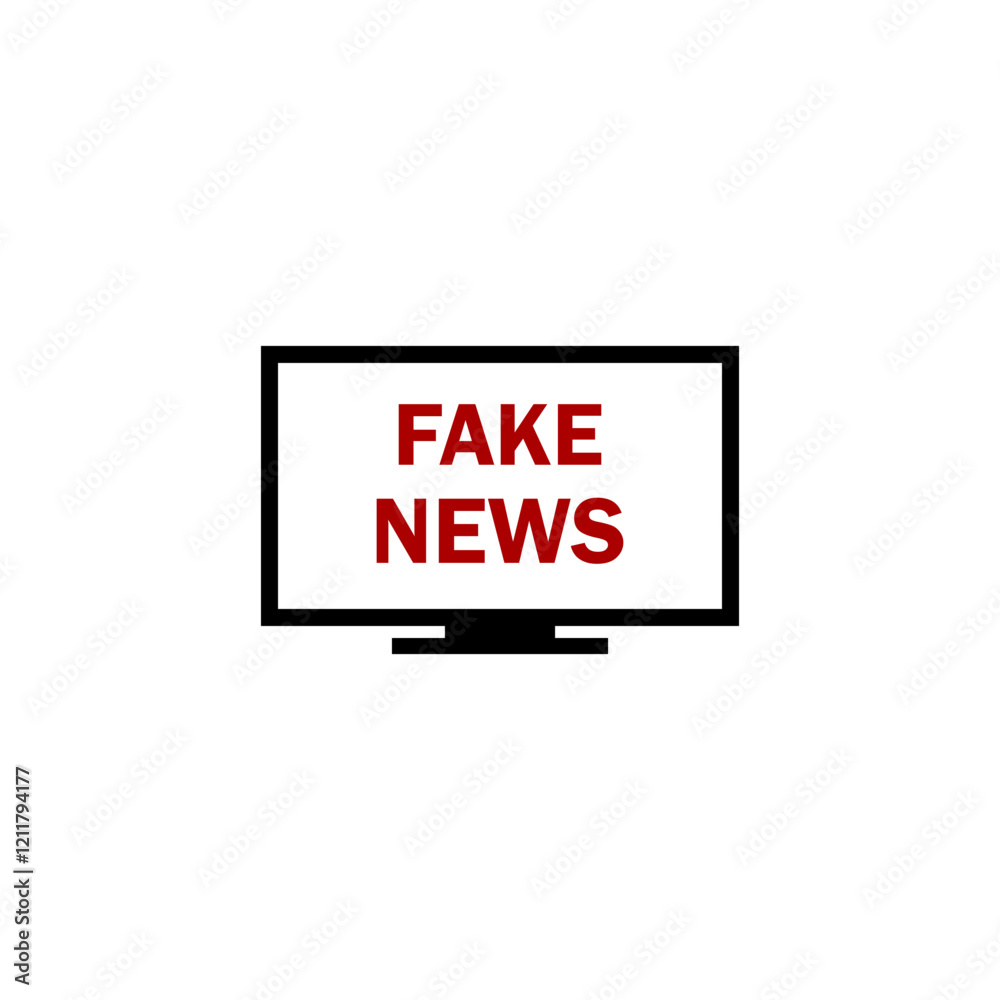 Combat fake news and misinformation. False TV news icon on white background. Combat fake news and misinformation. False TV news icon on white background.
