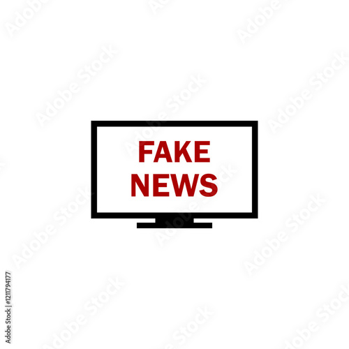 Combat fake news and misinformation. False TV news icon on white background.