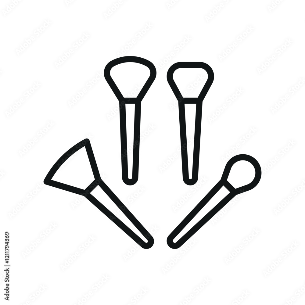 Makeup brush beauty icon in a flat and modern design, making cosmetic branding visually appealing Makeup brush beauty icon in a flat and modern design, making cosmetic branding visually appealing
