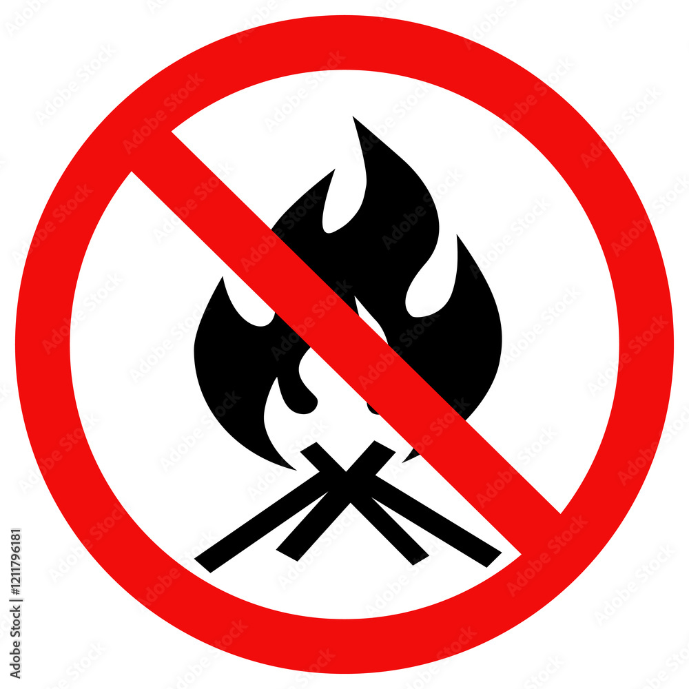 No bonfire camp icon.No bonfire sign. isolated flat style vector design. No bonfire camp icon.No bonfire sign. isolated flat style vector design.