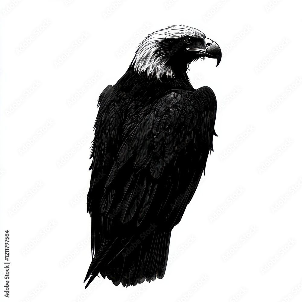 Fototapeta premium Majestic eagle in monochrome sketch.