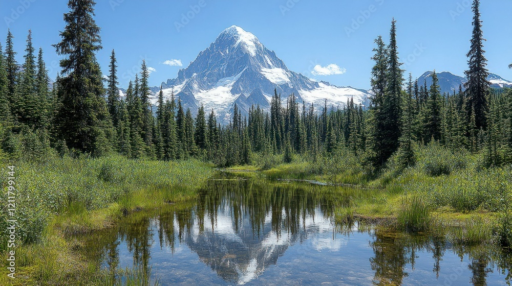 Majestic Mountain Reflection in a Serene Alpine Lake Majestic Mountain Reflection in a Serene Alpine Lake
