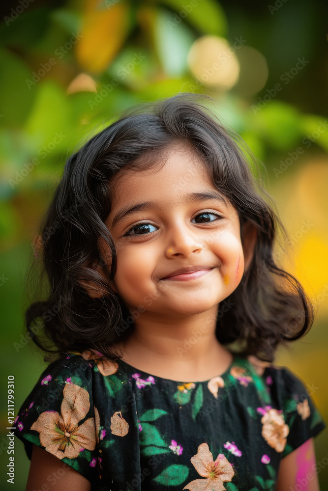 cute little girl child applying colors on face celebrating holi cute little girl child applying colors on face celebrating holi