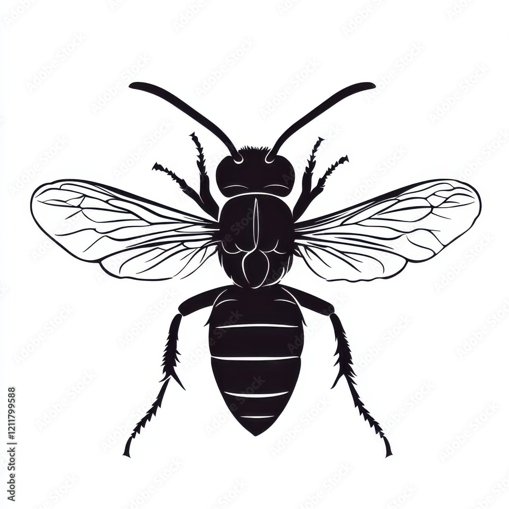 Obraz premium Monochrome Bee Silhouette