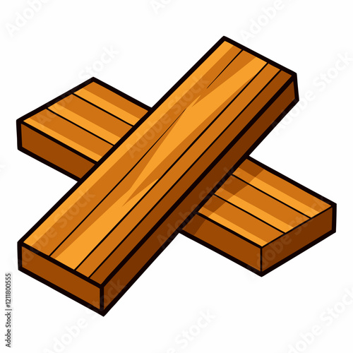 Isolated 2x4 wood boards isolated on twhite background. Stacked Wooden Planks Illustration: Natural Lumber Design.