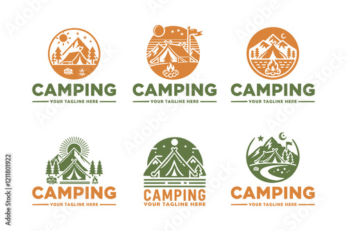 Camping logo silhouette illustration artwork Design