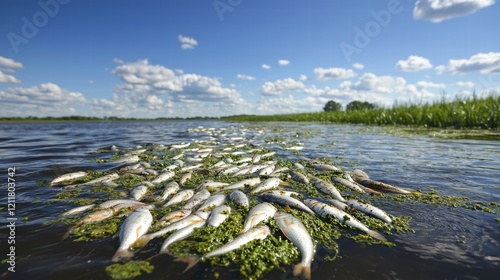 Pollution Effects on Freshwater Bodies: Algae Blooms and Fish Die-Off in a Lake Environment