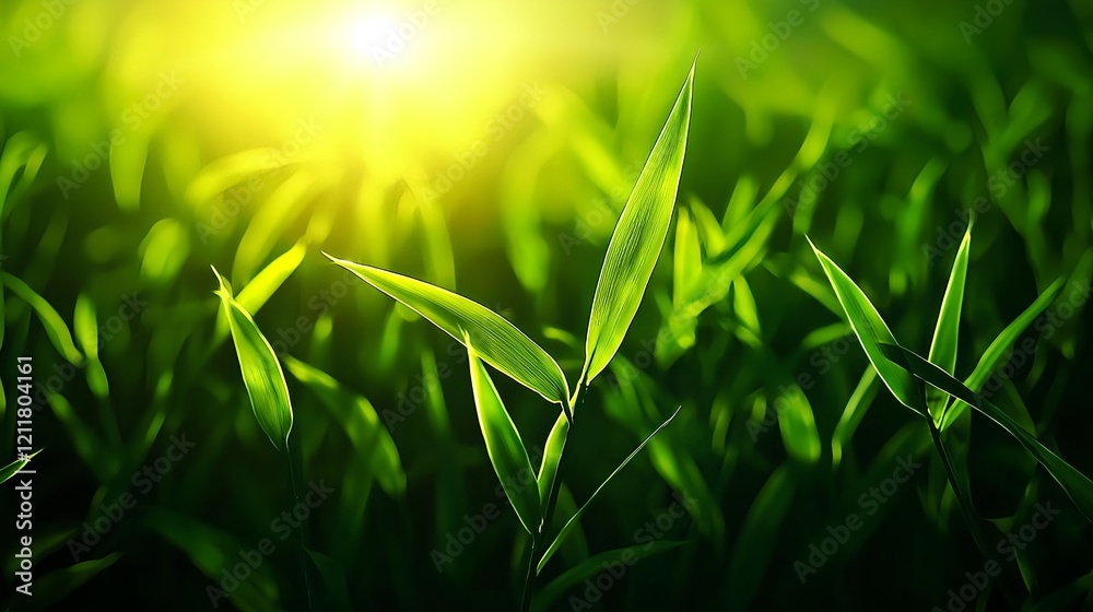 Sunlit Green Leaves with Soft Focus in a Vibrant Natural Setting Sunlit Green Leaves with Soft Focus in a Vibrant Natural Setting