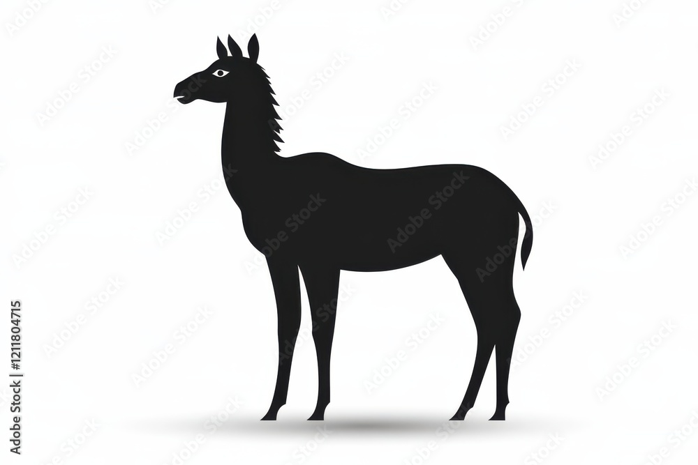 Fototapeta premium Silhouette of a llama against a white background.