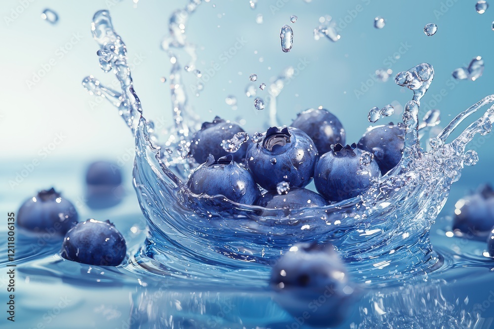 custom made wallpaper toronto digitalFresh blueberries splashing with water