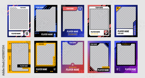 Sport trading card template set