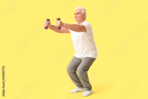 Sporty senior man exercisin...