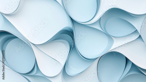 Abstract geometric blue background with wave patterns and soft gradients