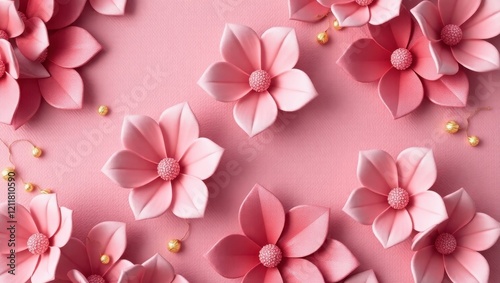 Vibrant pink blossoms create a whimsical floral arrangement on a soft pastel backdrop to bring serenity and joy