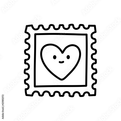 post stamp with heart doodle outline