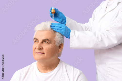 Senior man with hair loss p...