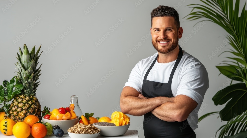 Fresh Breakfast Smoothie and Fruit Bowl Display Fresh Breakfast Smoothie and Fruit Bowl Display