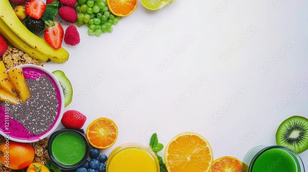 Refreshing Smoothie and Bowl Arrangement with Fruits Refreshing Smoothie and Bowl Arrangement with Fruits