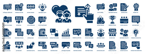 user feedback states set glyph icons, praise happiness gratitude appreciation