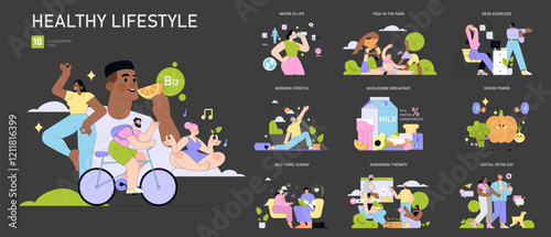 Healthy Lifestyle. Flat Vector Illustration