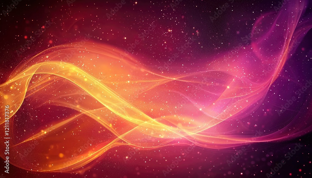 Fototapeta premium Abstract Cosmic Waves Of Orange And Pink Hues