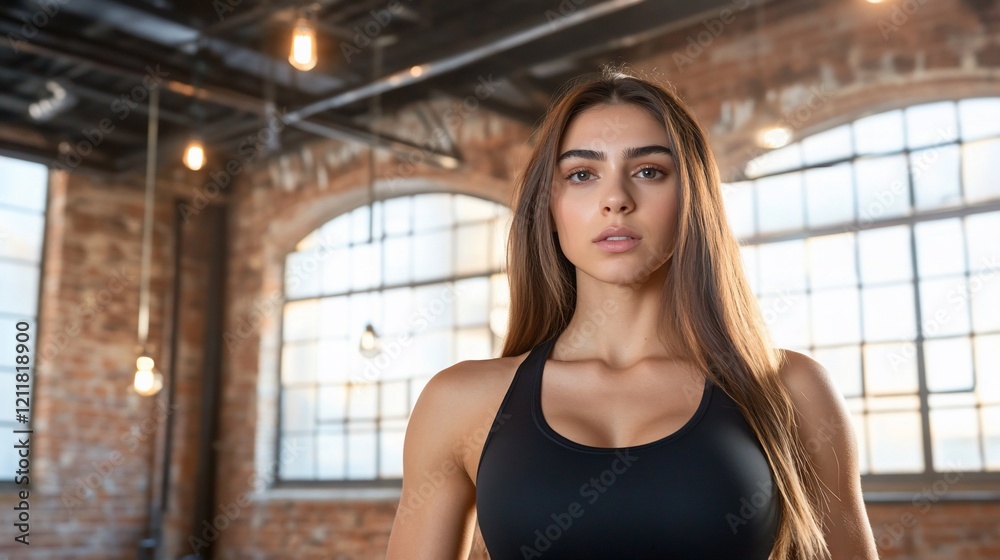 Confident woman gym workout fitness health. Confident woman gym workout fitness health.