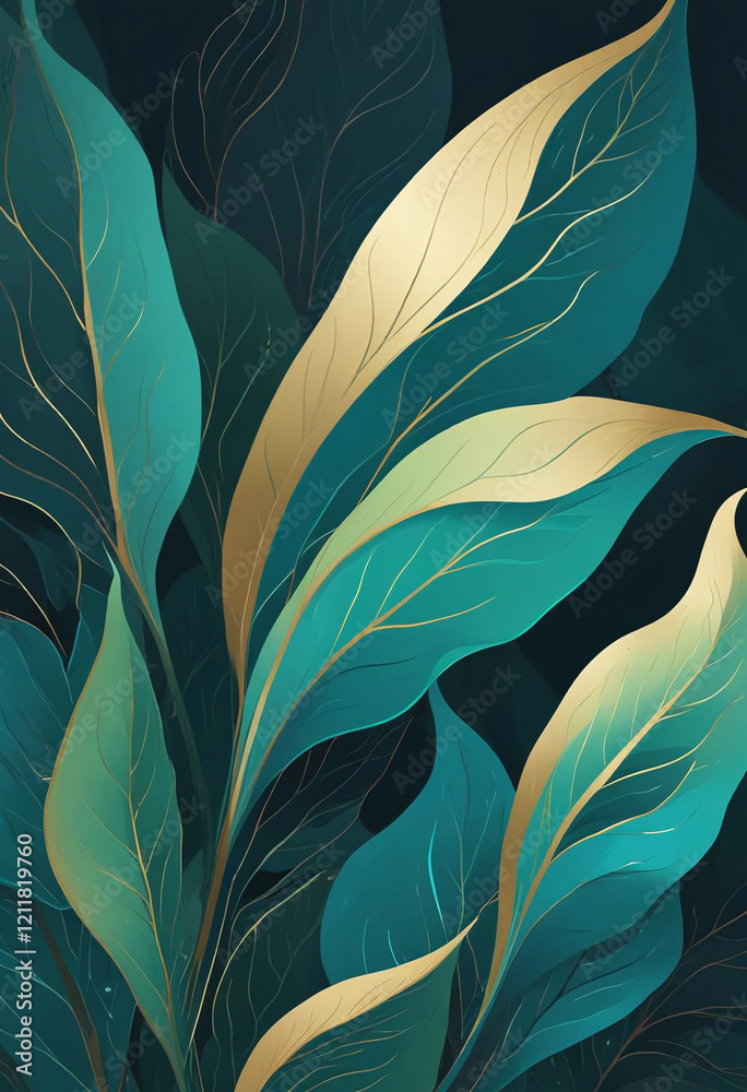 Abstract Spathiphyllum Design with Vibrant Greens and Gold Accents Abstract Spathiphyllum Design with Vibrant Greens and Gold Accents