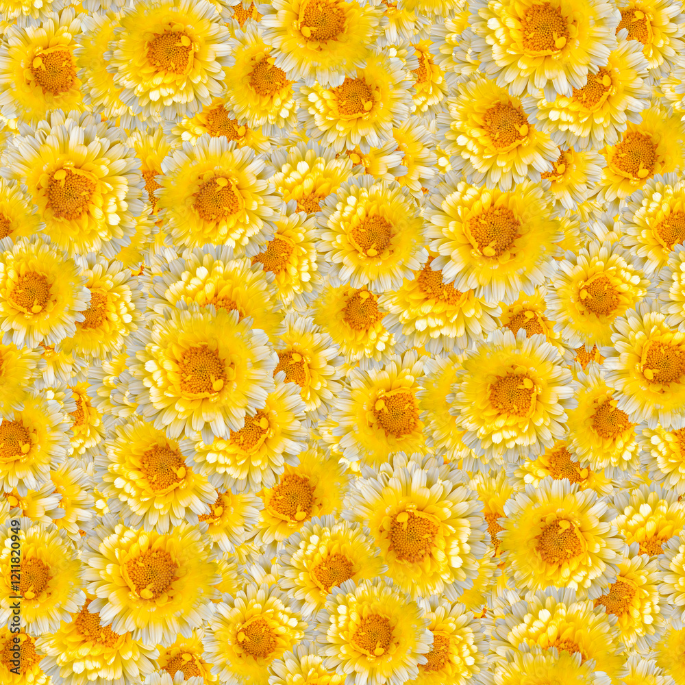 Vibrant yellow flower seamless background texture with cheerful blooms Vibrant yellow flower seamless background texture with cheerful blooms